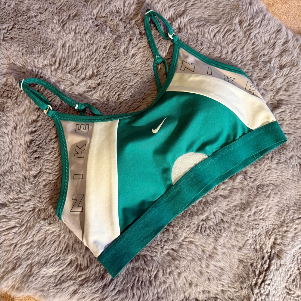 Nike Women's Dri-FIT Indy Logo Sports Bra - Neptune Green